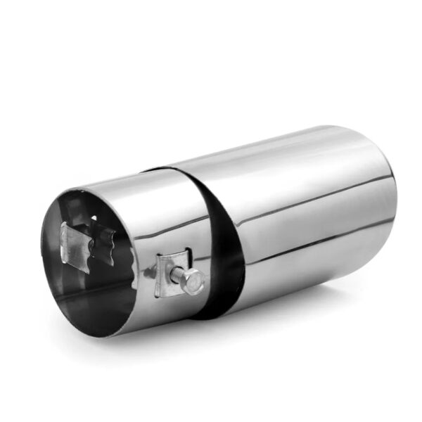 1PC Universal Stainless Steel Chrome Car Tail Rear Curved Round Exhaust Pipe - Image 3