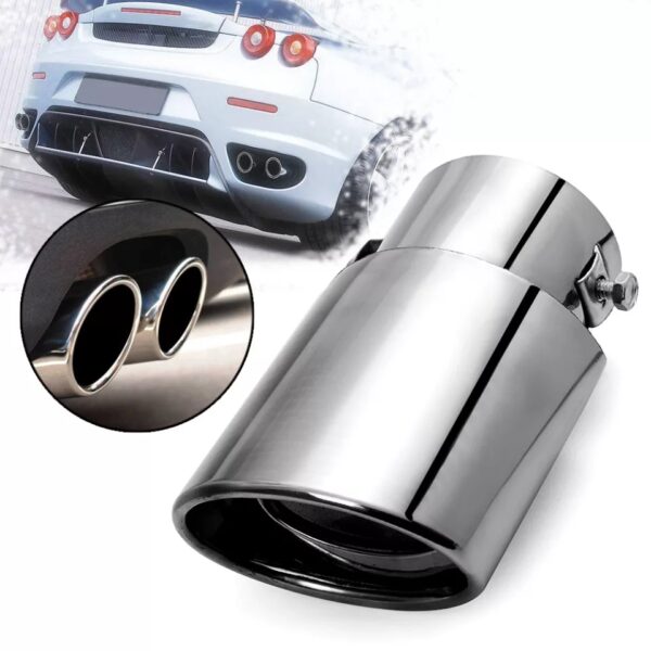 1PC Universal Stainless Steel Chrome Car Tail Rear Curved Round Exhaust Pipe