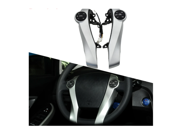 Silver steering wheel control buttons for Toyota Prius / Prius C / Aqua Car-styling Including Installation - Image 3